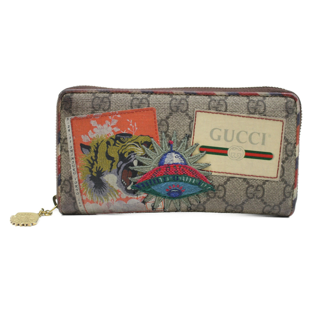 GUCCI GG Supreme Zip Wallet Canvas Long